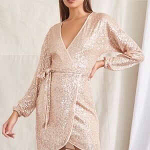Forever 21 Cream Sequin Wrap-Dress